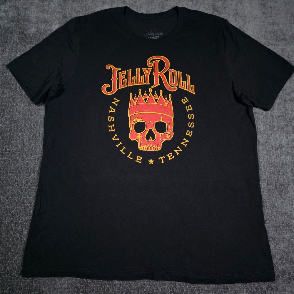 Jelly Roll T Shirt Mens 2XL Black Nashville Tennessee Skull Crown Graphic Tee